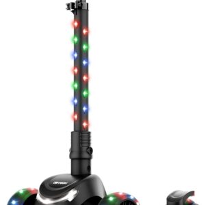 Jetson 3-Wheel Light-Up Kick Scooter – Height Adjustable Handlebar, Foldable, Rear Brake, LED Stem & Wheels, Ages 3+
