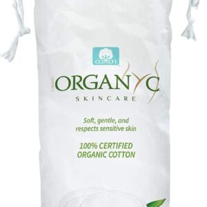 Organyc 100% Organic Cotton Rounds, 70 Count – Biodegradable, Chemical-Free, Gentle on Sensitive Skin for Daily Cosmetics & Personal Care