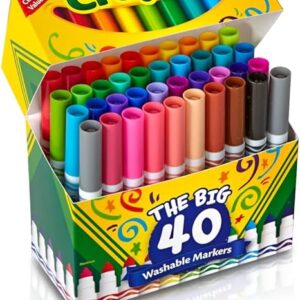 Crayola Ultra Clean Washable Markers, 40-Count – Vibrant Colored Markers for Kids, Coloring Books, Stocking Stuffers & Holiday Gifts, Ages 3+