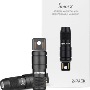 OLIGHT 2 Pack IMINI 2 EDC Rechargeable Keychain Flashlight, 50 Lumens Compact and Portable Mini LED Keyring Lights with Built-in Battery Ideal for Everyday Carry and Emergencies