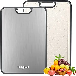 Titanium Cutting Board for Kitchen, Double-Sided, Food-Grade Titanium & PP, Large 16" x 11", Easy to Clean