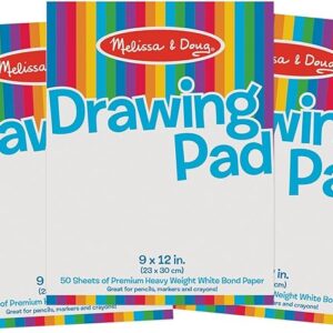 Melissa & Doug Drawing Paper Sketch Pads, 3-Pack (9 x 12 in, 50 Sheets Each) – Kids Art Supplies for Coloring, Writing & Painting, Ages 3+, FSC Certified