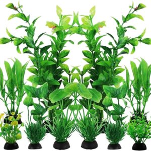 PietyPet 10-Piece Green Aquarium Plants – Fish Tank Decorations, Plastic Plants for Freshwater & Saltwater Tanks
